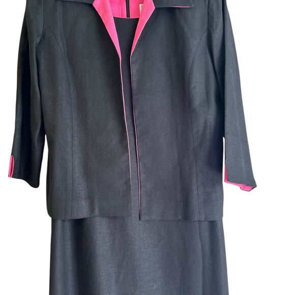 Jessica Howard VTG 2 Piece Set 12P Shift Dress Bolero Open Jacket Black Pink LBD - Picture 4 of 10